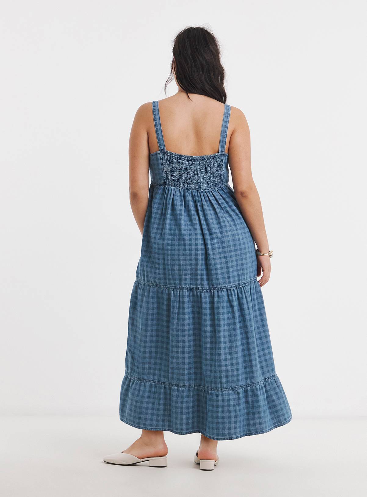SIMPLY BE Gingham Sleeveless Denim Midaxi Dress 24 - Image 2